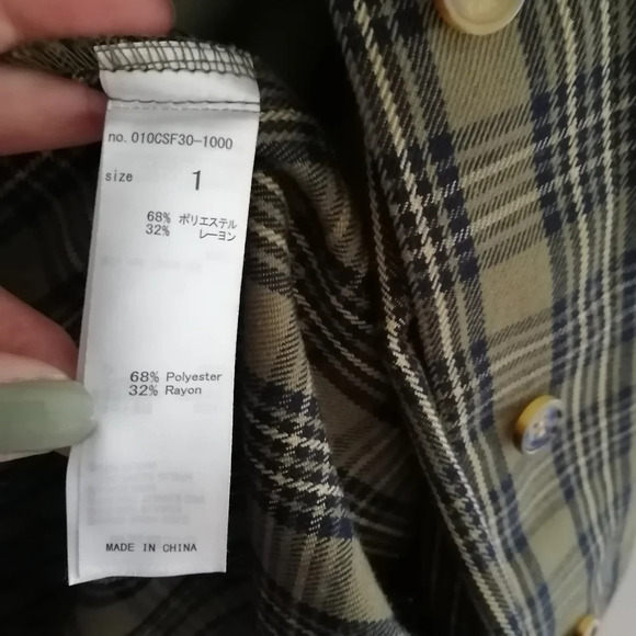 Moussy Waist Tuck Green Plaid Midi Shirt Dress Pleated with Pockets 1 or Small - Picture 13 of 17